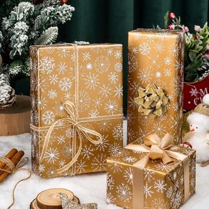 MAYPLUSS Winter Snowflake Christmas Wrapping Paper 17 Inch X 33 Feet Gold With White Print For Gift Craft Eco-Friendly - Product Image 2