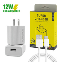 Cargador de Pared USB de 12W 2.4A con Cable Tipo C de 3A, Enchufe Estadounidense, Protección Inteligente IC Múltiple para iPhone, Android y Dispositivos Electrónicos Inteligentes