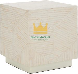 Table de chevet en nacre faite à la main pour chambre à coucher, salon, bureau - Product Image 4