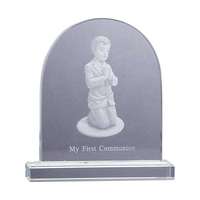 Plaque en cristal cintrée gravée au laser 3D, écologique, pour décoration de mariage et cadeau, tailles personnalisées