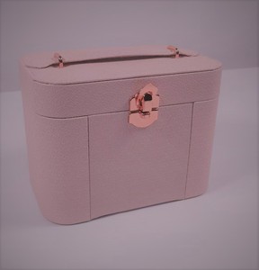 Estuche de Maquillaje de Lujo con Logotipo Personalizado, Espejo, Cuero Sintético Rosa, Organizador Multifuncional, Estuche Rígido - Product Image 1