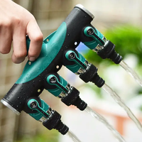 Adaptateur de raccordement d'eau de jardin en métal à rotation facile, 4 sorties de pression de débit réglables, séparateur de tuyau à 4 voies, outils de jardin