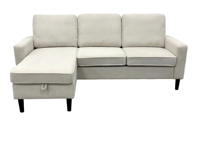 Canapé sectionnel 3 places au design moderne, gain de place, ottoman rangable, ensemble de meubles économiques pour salon en tissu