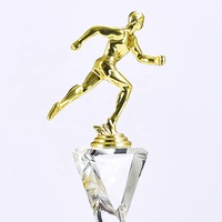 Trophée en cristal pour marathon, récompense en métal pour coureur, base noire pour champion/1er/2e/3e finaliste, coupe sportive en verre