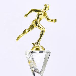 Kristallen Trofee Marathon Race Metal Runner Award Zwarte Basis Voor Kampioen/1e/2e/3e Runner-Up Glazen Sportbeker - Product Image 5