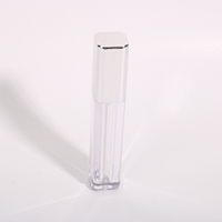 Tubes de brillant à lèvres carrés en plastique argenté à marque privée, avec bouchon à vis, contenants cosmétiques de luxe transparents vides pour rouge à lèvres liquide, personnalisables