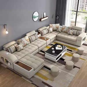 โซฟาผ้ารูปตัวยู <span class=keywords><strong>7</strong></span> ที่นั่ง ระดับไฮเอนด์ สำหรับขายส่ง พร้อมช่องเสียบ <span class=keywords><strong>USB</strong></span> สำหรับชาร์จ และลำโพงบลูทูธ เฟอร์นิเจอร์ห้องนั่งเล่นสุดหรู - Product Image 2