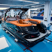 Bateau ponton électrique hors-bord de 22 pieds pour 12 personnes, bateau de loisirs de luxe en aluminium pour le tourisme, les fêtes, la pêche et les croisières