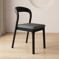 Chaise de salle à manger moderne en bois massif avec coussin en cuir et dossier en bois pour salle à manger familiale, salon – Design