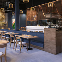 Ensemble de meubles de salon de café, de restaurant et d'hôtel de luxe moderne, banc en cuir, canapé, table, chaise, ensemble de sièges, bois de chêne carré