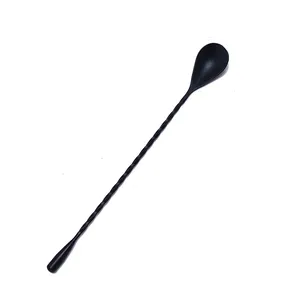 Wholesale 10 inch Black Stainless Steel Cocktail Stirring Mixing Spoon Bar Stirrer for Drink Coffee Cocktail
