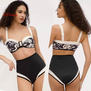 Vente chaude taille haute imprimé sans bretelles deux pièces maillot de bain femme Bikini 2025 nouveau - Product Image 3