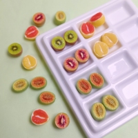 Lot de 14x13mm de mini-fruits réalistes en résine, tranches d'agrumes et de kiwi mélangées, pour scrapbooking et DIY