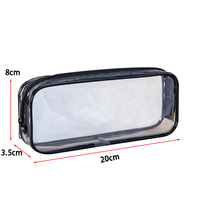 Vente en gros Trousse à crayons transparente en PVC imprimée sur mesure avec fermeture éclair Trousse à crayons transparente de grande capacité Sac pochette pour l'école et le bureau