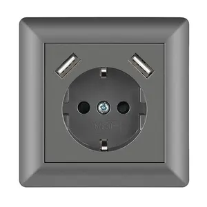 Schuko steckdose-cargador de 250V y 16A con puertos USB, Conector de conexión a tierra para teléfono inteligente, tableta, MP3, 3.4A, aprobación TUV