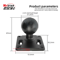 Support universel réglable en alliage d'aluminium D-2461U de 2,25 pouces pour GPS, sondeur de pêche, tablette agricole