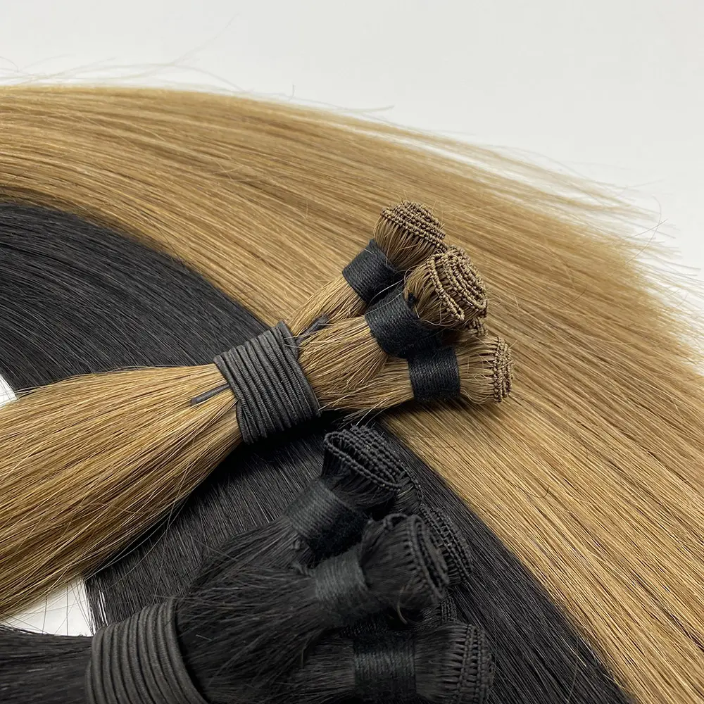 Nieuwkomers Onzichtbare Hand Genaaid Inslag Haar Europese Dubbel Getrokken Remy Hand Gebonden Inslag Haarverlenging