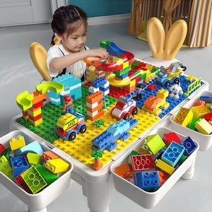 Table de construction multifonctionnelle pour bébés, compatible avec les grands blocs de construction pour enfants - Product Image 1