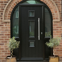 Porte d'entrée LongTai, porte intelligente en bois massif, double cadre sans cadre, verre simple, demi-ronde, en bois pour maison, porte d'entrée moderne