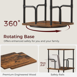 <b>Rotating</b> Metal & Wood 5-Tier Swivel <b>Bookshelf</b> Narrow Bookcase for Living Room Modern Design - Product Image 3