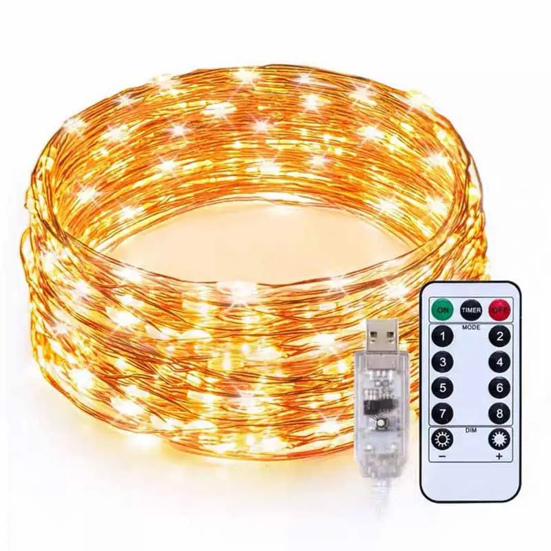 Hot sale 100L 33FT mini led string decorative waterproof Christmas outdoor copper solar powered garden holiday fairy light