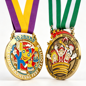 Medalla Personalizada de Aleación de Zinc Bañada en Oro con Diseño Circular de Arte Popular en Esmalte Duro, Souvenir para Celebración de Carnaval - Product Image 3