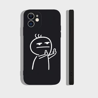 Coque de téléphone portable à bord droit avec impression amusante de couple, fille et garçon, pour iPhone X Xr Xs 11 12 13 14 15 16 17 Pro Max