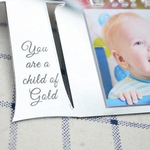 Luz oro plata espejo acrílico grabado nombre logo bebé Primera Comunión bautismo Cruz <span class=keywords><strong>marcos</strong></span> de fotos - Product Image 5