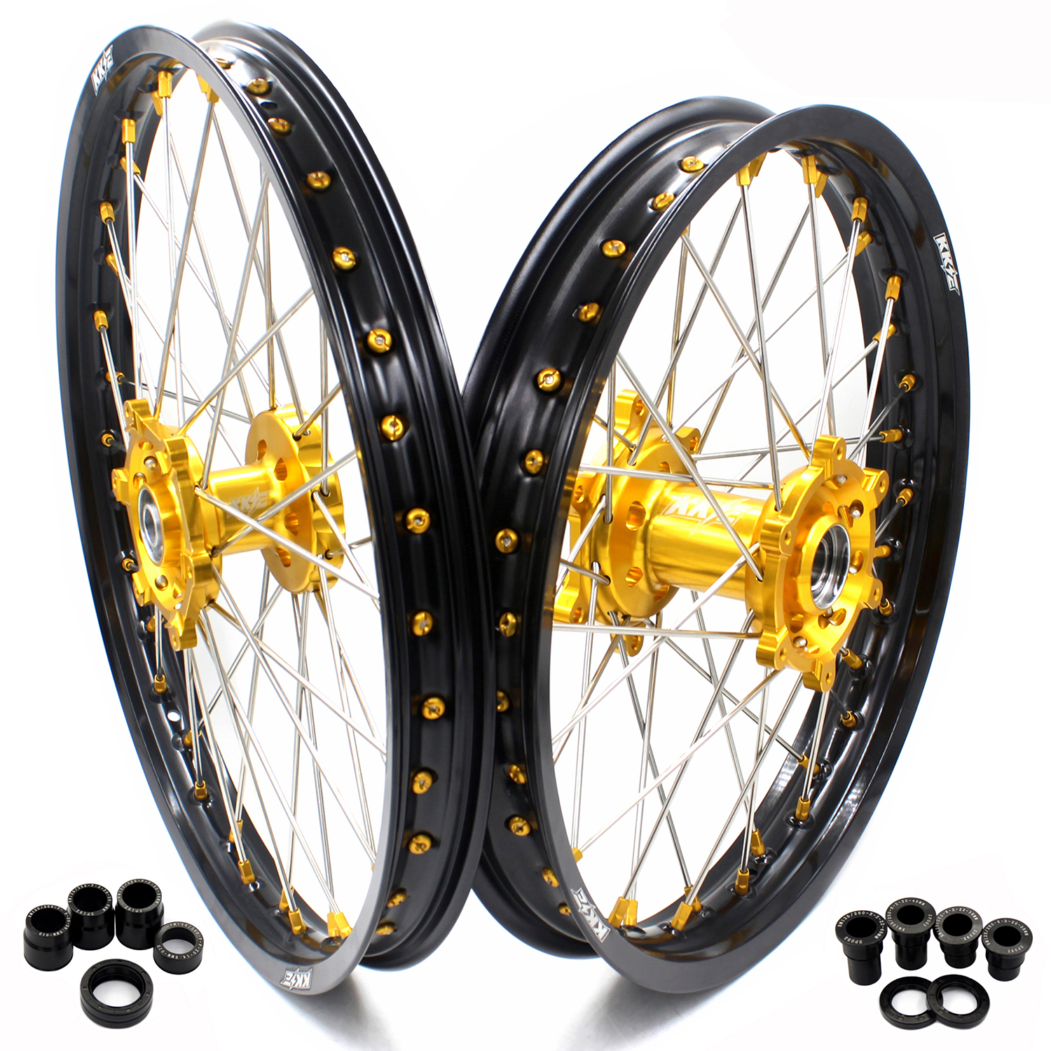 KKE мотоцикл 21/19 гоночный мотоцикл Supermotard MX Комплект Колесных ободов совместимый с SUZUKI RMZ250 RMZ450 Золотой концентратор/соска
