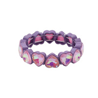 Bracelet élastique en strass en forme de cœur irisé pour filles et adultes, style superposé tendance, cadeau pour la Saint-Valentin