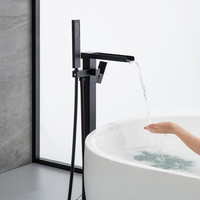 Dofaso robinet mitigeur de douche autonome, support de salle de bains en laiton, robinet de baignoire autoportante noir