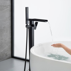 Vòi Bồn Tắm Đứng Độc Lập Màu Đen CUPC Được Chấp Thuận, Vòi Nước Bồn Tắm Đứng Miễn Phí Gắn Trên Sàn - Product Image 5