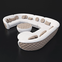 Canapé en cuir PU moderne de luxe de style italien à boutons capitonnés, 7 à 10 places, en forme de U, avec structure en bois massif, pour salon