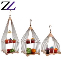 Cage à oiseaux en or suspendue sur 3 niveaux, table de restaurant avec cage à oiseaux décorative, accessoire à gâteaux