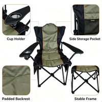 Chaise de jardin pliante moderne, légère, durable, confortable, avec accoudoirs rembourrés en coton Oxford, pour le camping, le barbecue