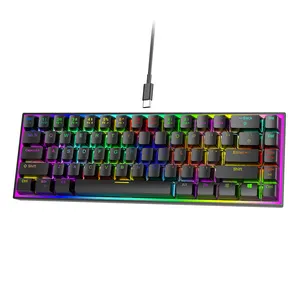 New Design Ultra-Compact 60 Percent Hot-Swappable Gaming Keyboards 24 RGB Backlit Modes Ergonomic 68 Keys Mechanical Keyboard