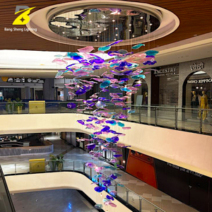 Lámpara de Araña Artística de Cristal Soplado con Forma de <span class=keywords><strong>Pez</strong></span>, Lámpara Colgante Grande para Atrios, para Techos Altos, Proyectos de Espacios Comerciales - Product Image 1