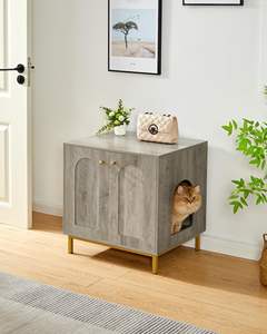 ארון אחסון מעץ ספסל מתאים לרוב ארגז חול לחתולים בית חיות מחמד קן חתולים - Product Image 6