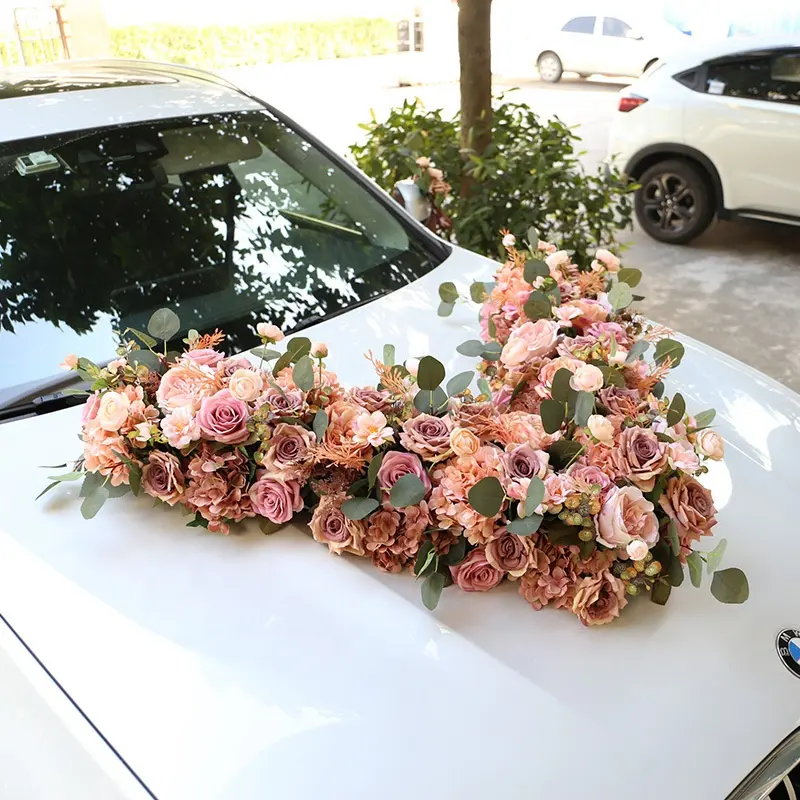 シャンパンの結婚式の車の花人工バラの婚約車の装飾の花