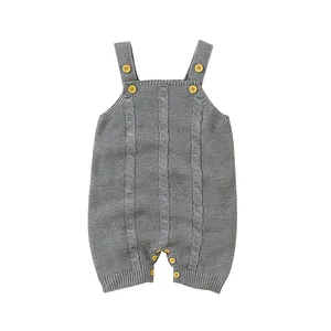 High Quality Wholesale Toddlers' New Born Baby Knitted Clothes Suspender Rompers Jumpsuits Roupas de Bebes