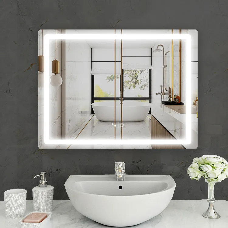 Modern Home Wall Mounted Illuminated Smart LED Lighting Bathroom Mirror Decorative Bath Mirror