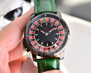 Reloj de Ruleta de Lujo Personalizado - Reloj de Pulsera para Hombre de Alta Calidad con Correa de Cuero Genuino, Elegante Movimiento Mecánico Automático - Product Image 1