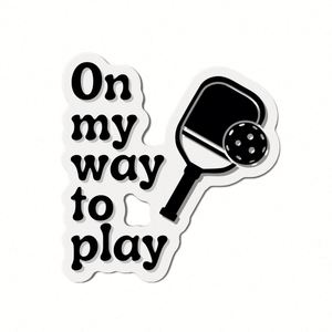 Imán Divertido para Coche con Diseño de Pickleball, Imán Promocional para Nevera con la Frase 'On My Way to Play' - Product Image 1