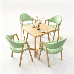 Cafe Negotiation Table <strong>Set</strong> Square MDF Table With <strong>4</strong> <strong>Green</strong> <strong>Chairs</strong> Modern <strong>Dining</strong> Table and <strong>Chairs</strong> <strong>Set</strong> Factory - Product Image 2