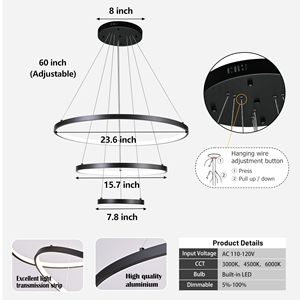 Modern Crystal Gold Black Chandelier <b>Lighting</b> Luxury LED Pendant Light for Hotel or Home Living Room Bedroom <b>Decor</b> HM-C-8308 Bla - Product Image 5