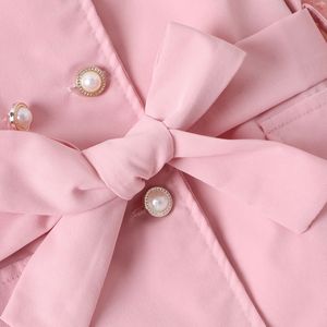 <span class=keywords><strong>2025</strong></span> Mùa Hè Phổ Biến Cô Gái 'Thiết Lập Rắn Màu Hồng Mùa Thu Ren Dài Tay Ngọc Trai Đôi Ngực Quần Phù Hợp Với Vành Đai Cô Gái Thời Trang - Product Image 4