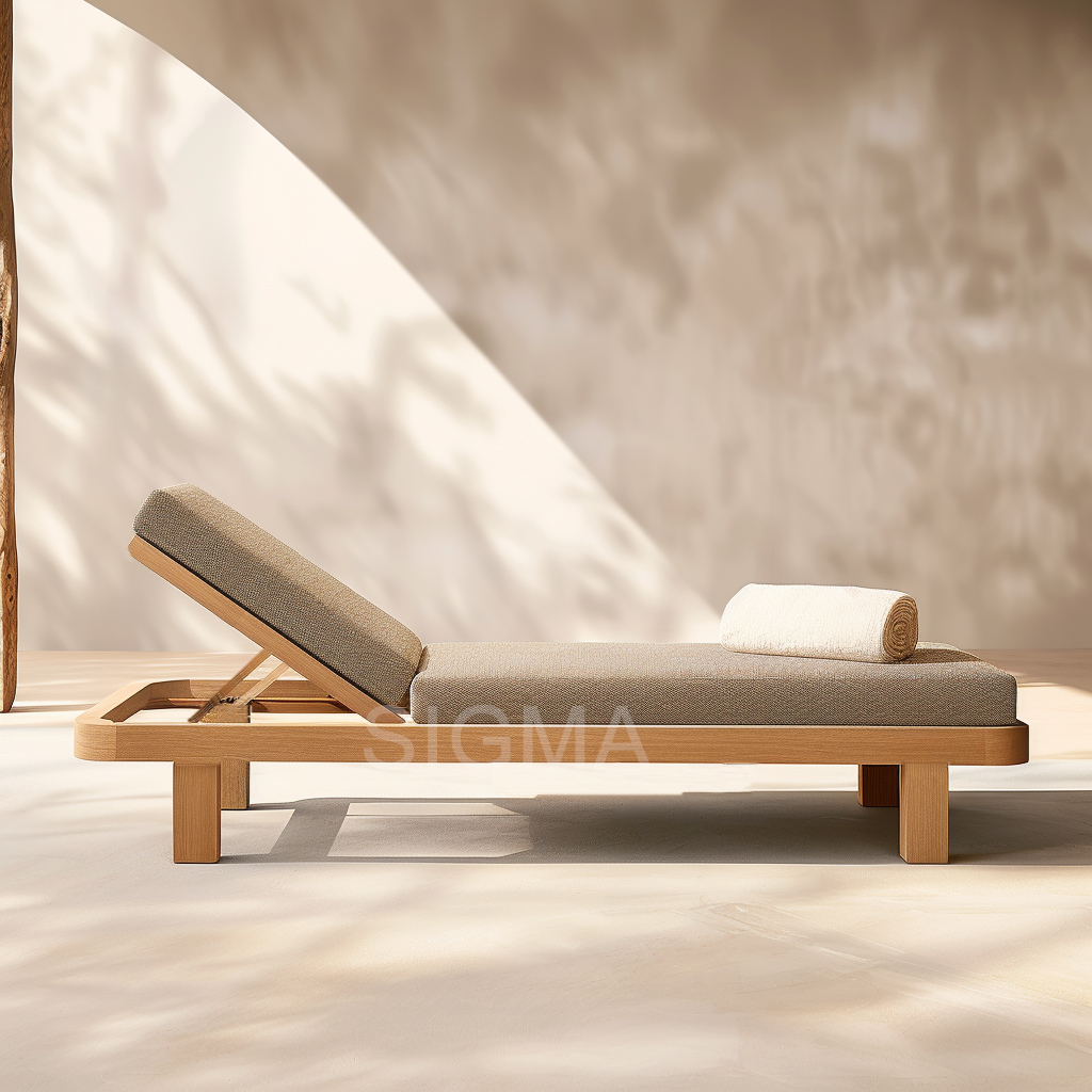 Handcraft outdoor furniture pool lounger teak wood sunbed customized new outdoor chaise lounge