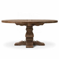 Table à manger de luxe en bois de manguier massif 6 places, base sur pied robuste, mobilier rustique antique, usage domestique/hôtelier/restaurant, garantie 3 ans
