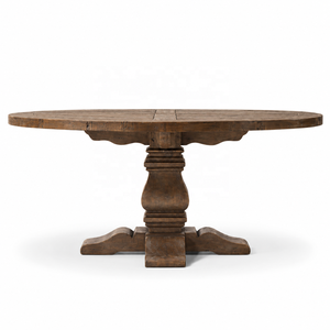 Mesa de Comedor de Lujo de Madera Maciza de Mango para 6 Personas, Base de Pedestal Resistente, Muebles Rústicos de Madera para el Hogar, Hotel, Restaurante - Product Image 1