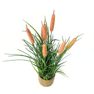 Césped Artificial de Cattail y Cebollino con Maceta Envuelta en Cuerda, de Aspecto Realista, para Decoración de Interiores, Exteriores, Jardín, Puerta y Ventana - Product Image 2